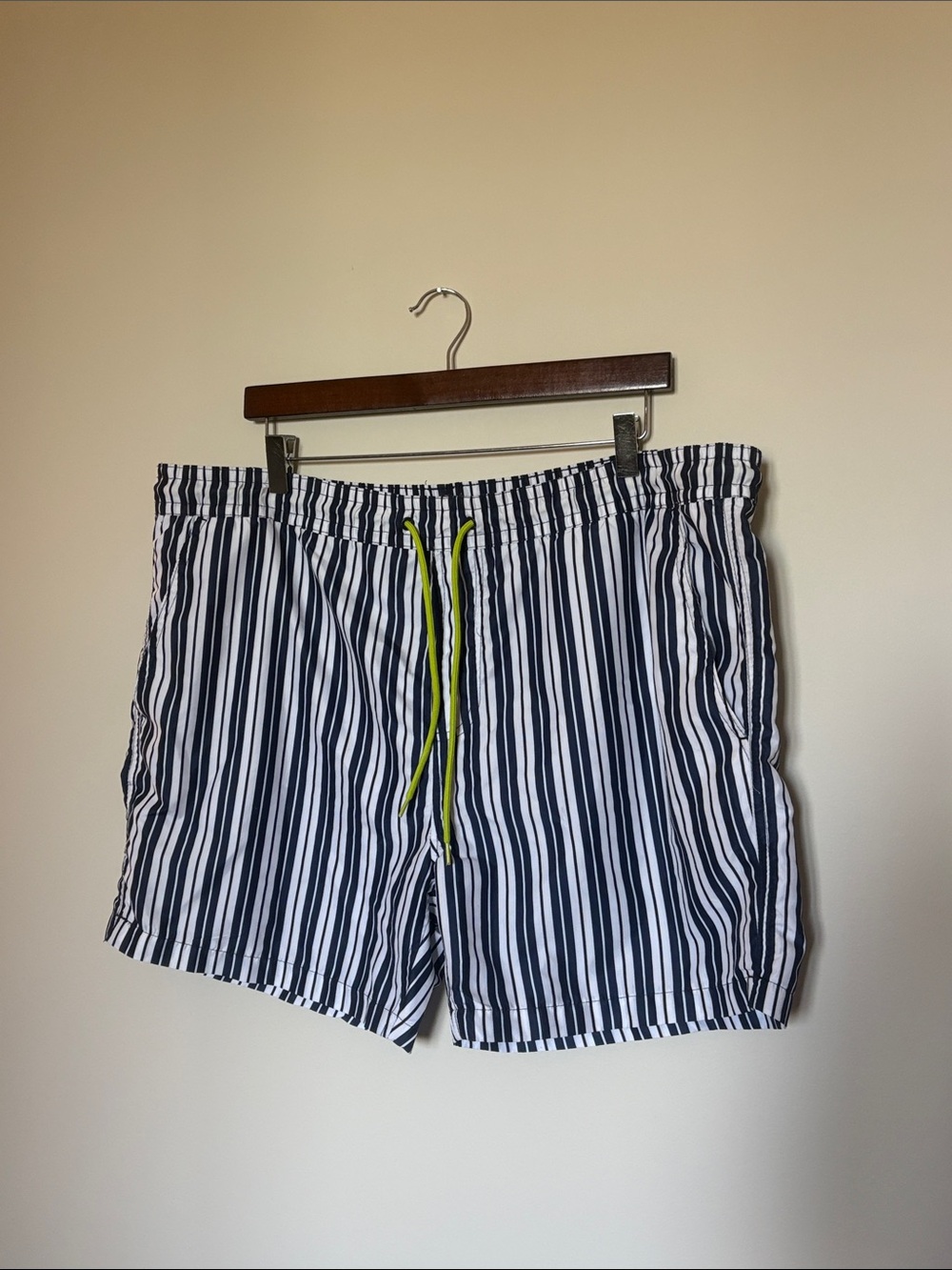 Striped Navy & White Swim Shorts XL Threadbare .